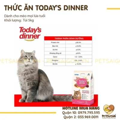 Today's dinner for cat- Thức ăn hỗn hợp hoàn chỉnh cho mèo mọi lứa tuổi 5kg